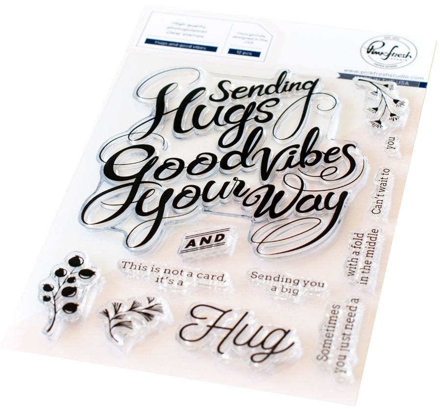 Pinkfresh Studio Clear Stamp Set 4"X6" - Hugs & Good Vibes