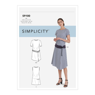 Simplicity Misses' & Women's Dress With Skirt & Sleeve Variations & Belt S9100 - Sewing Pattern