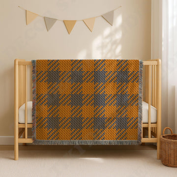 C2C CROCHET PATTERN Orange Plaid Blanket Sofa Afghan Square Throw 74x74 inch