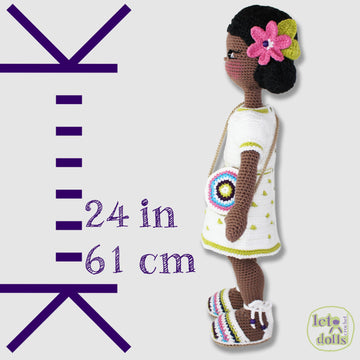 24 inch crochet doll pattern PDF, XL amigurumi doll, Rita