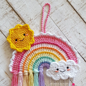 Rainbow crochet wall hanging