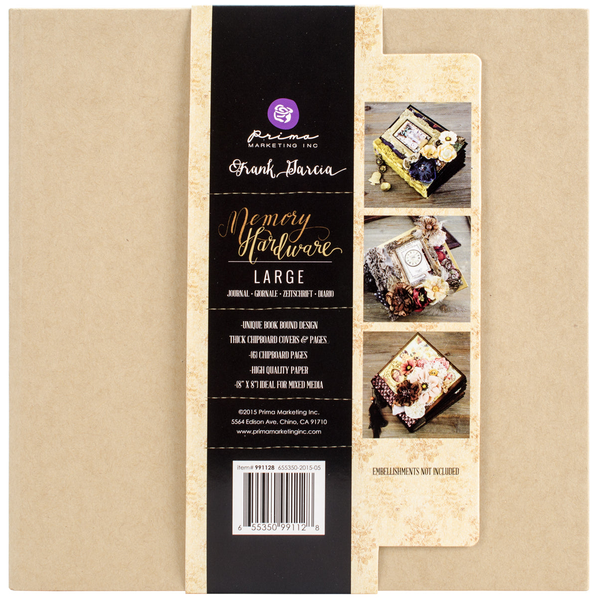 Prima Marketing Prima Memory Hardware Chipboard Album 8.5"X8.5" - Kraft Large W/6 Pages