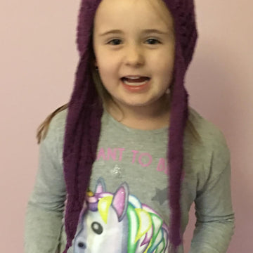 Girls Plum Cable Knit Earflap Hat