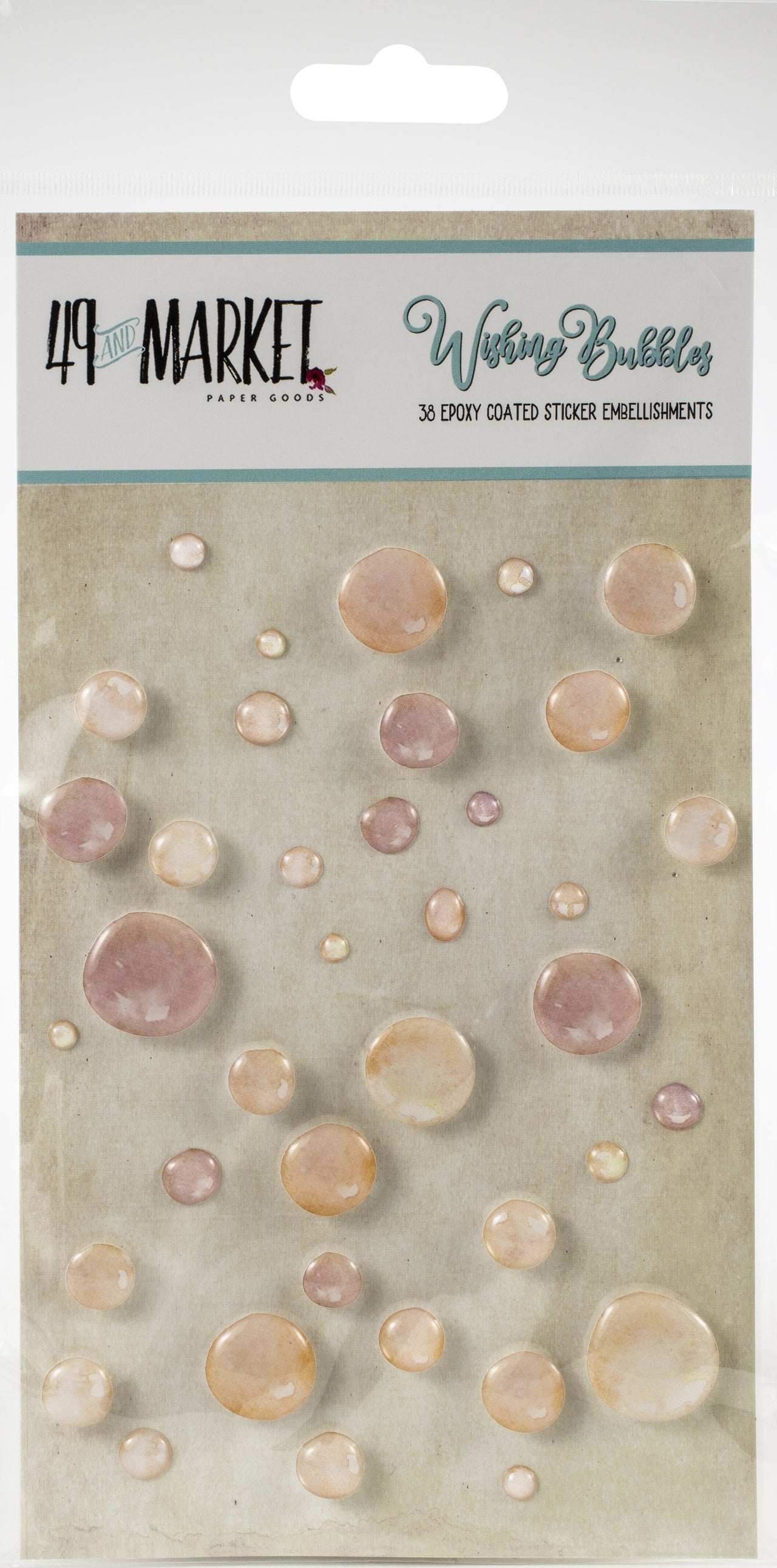 49 And Market Epoxy Coated Wishing Bubbles 38/Pkg - Cream Soda
