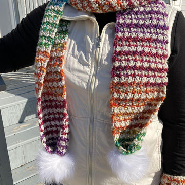 Frost Blossom Pom Scarf