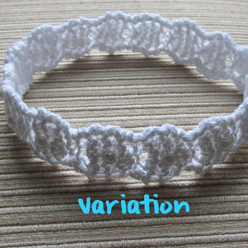 White Cotton Lacy Headband with Pearl Beads