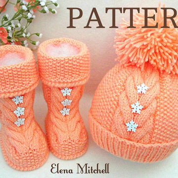 Knitting PATTERN Warm Baby Set Shoes and Hat