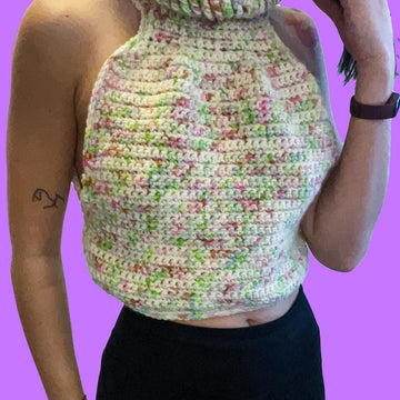Cowl Neck Cropped Sweater Vest