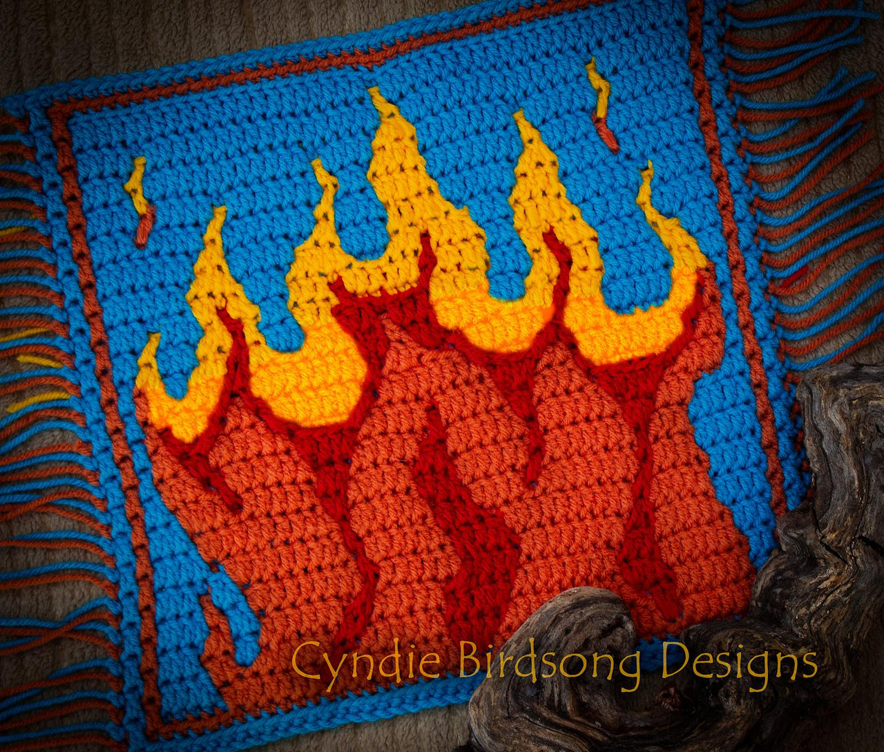 Study of Texture Mosaic Crochet square: Fire