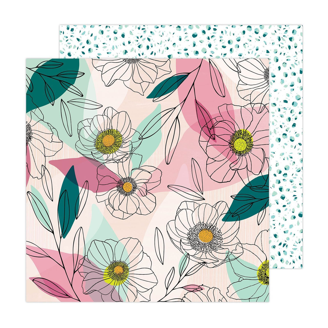 American Crafts Amy Tangerine - Brave + Bold Anenome 12"x12" Cardstock