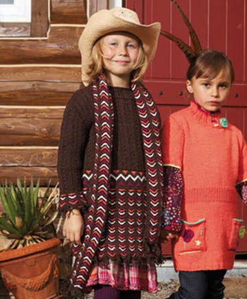 Girl’s Dress and Scarf with Chevrons and Cables in Schachenmayr Universa - S6904AB - Downloadable PDF