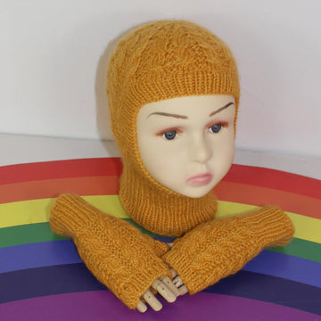 Toddler Child Alternate Cable Balaclava & Gloves