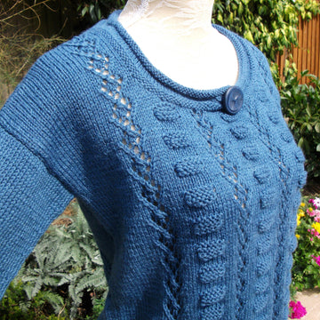Textured Sweater with Button Neck