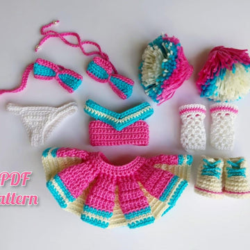 Amigurumi pattern doll Astrid in Cheerleader outfit, Basic crochet doll pattern (English, Deutsch, Français)