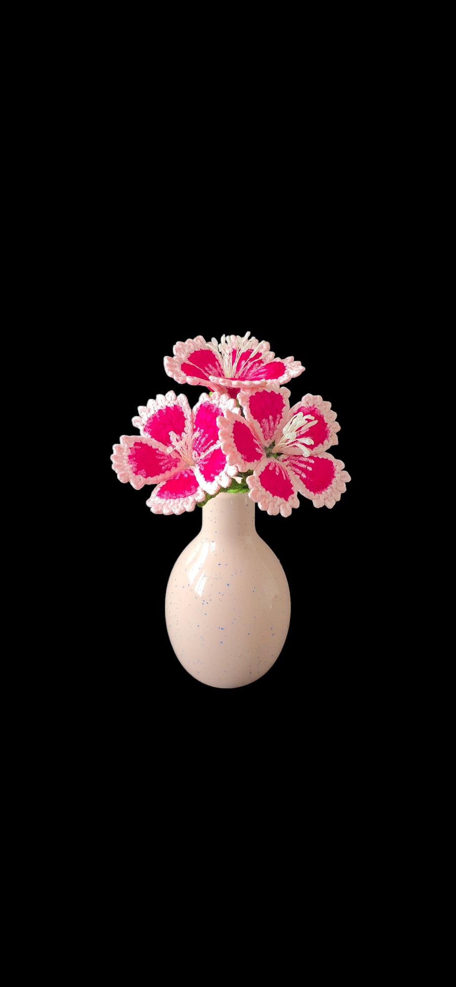 Crochet Chinese pink flowers