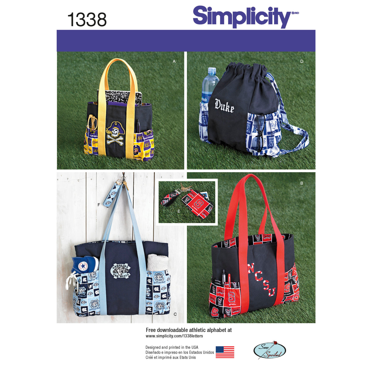 Simplicity Tote Bags in Three Sizes, Backpack and Coin Purse 1338 - Paper Pattern, Size OS (ONE SIZE)