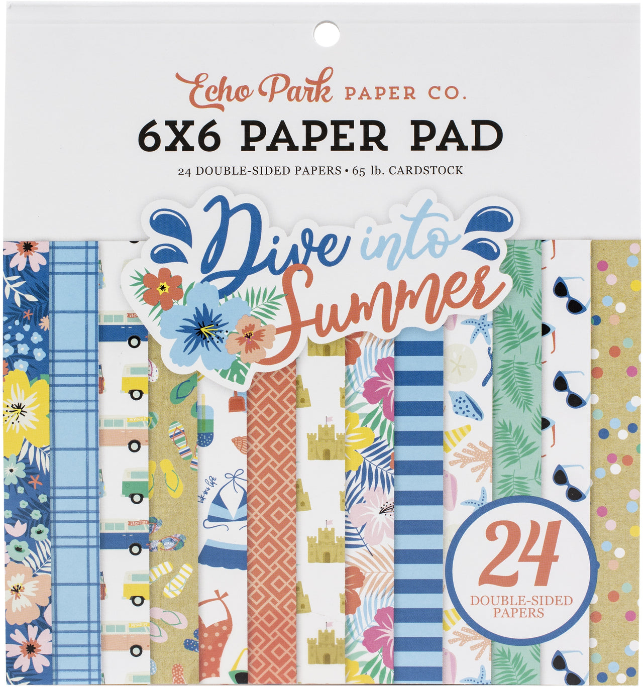 Echo Park Paper Echo Park Double-Sided Paper Pad 6"X6" 24/Pkg - Dive Into Summer