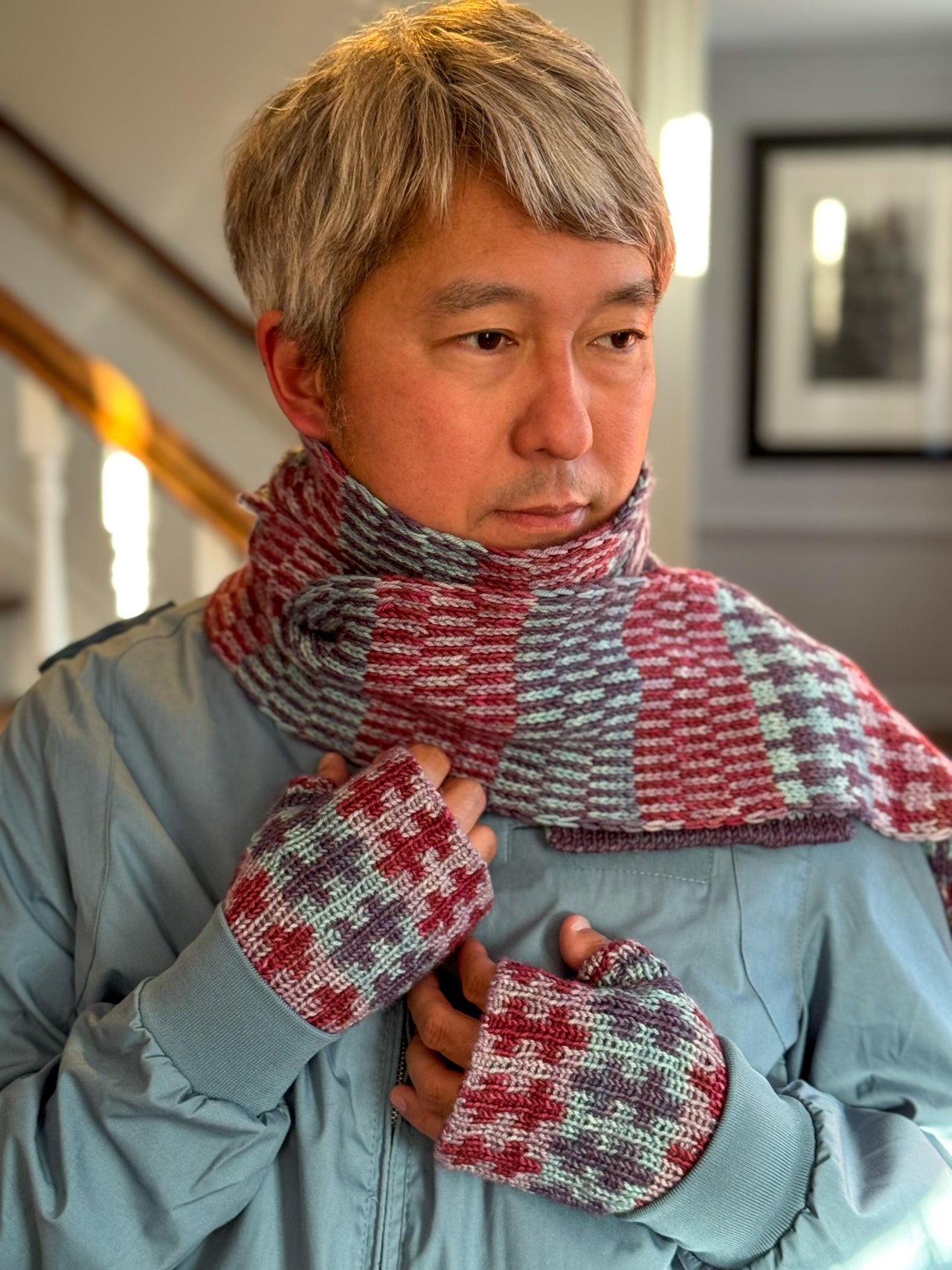 Kimonogara Scarf and Mitts Set