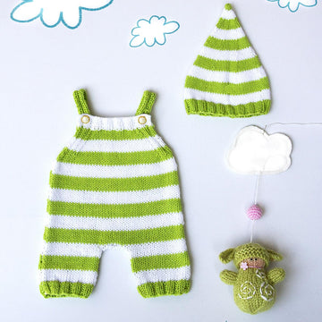 Striped romper and pixie hat