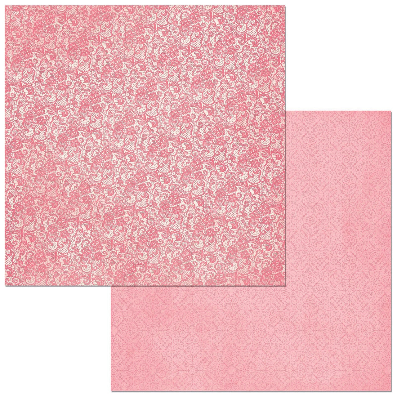 American Crafts BoBunny Double Dot Lace Double-Sided Cardstock 12"X12" 25/Pkg - Flamingo