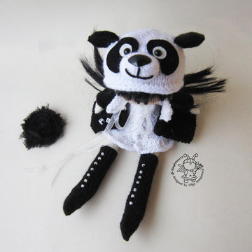 Doll Panda girl knitted flat