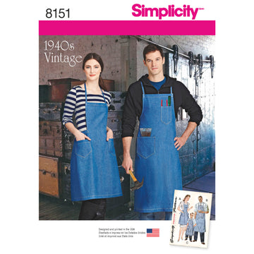 Simplicity Vintage Aprons for Boys, Girls, Women's and Men 8151 - Paper Pattern, Size A (ALL SIZES)