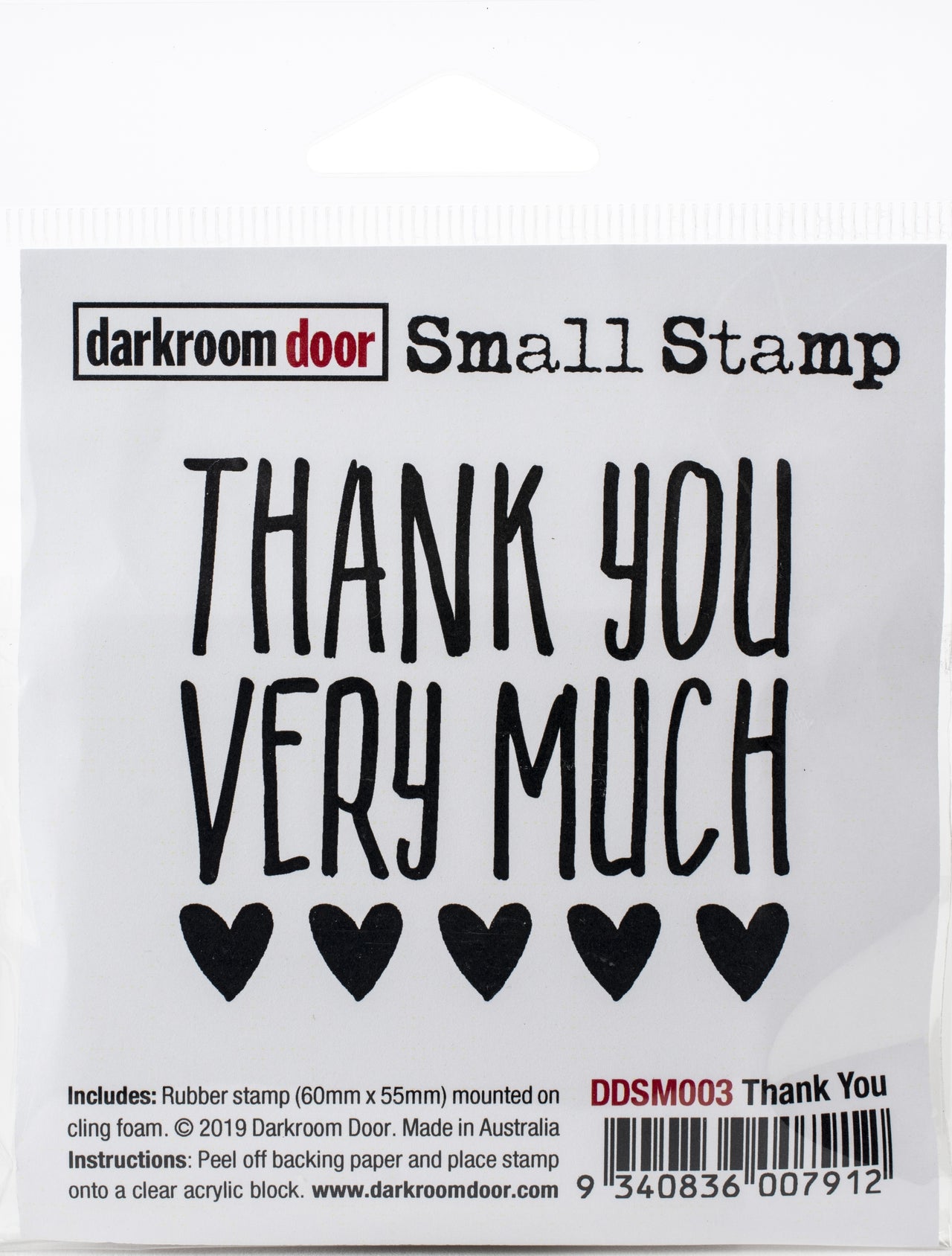Darkroom Door Small Cling Stamp 2.3"X2.2" - Thank You