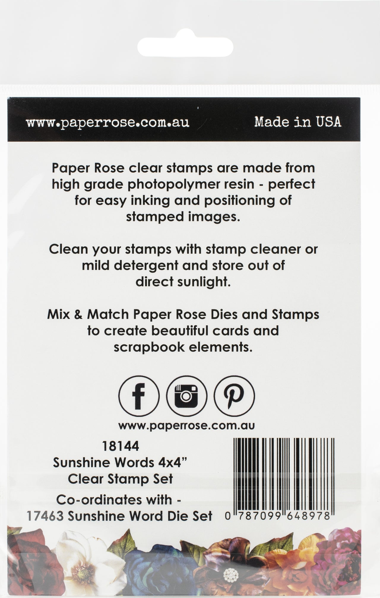 Paper Rose Clear Stamps 4"X4" - Sunshine Words