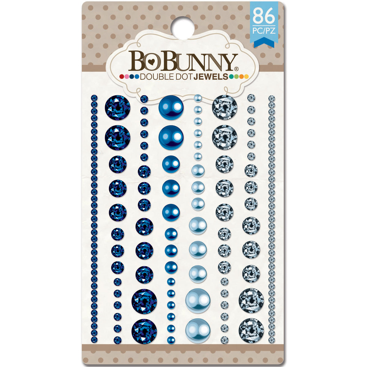 American Crafts BoBunny Double Dot Jewels 86/Pkg - Blue Hues