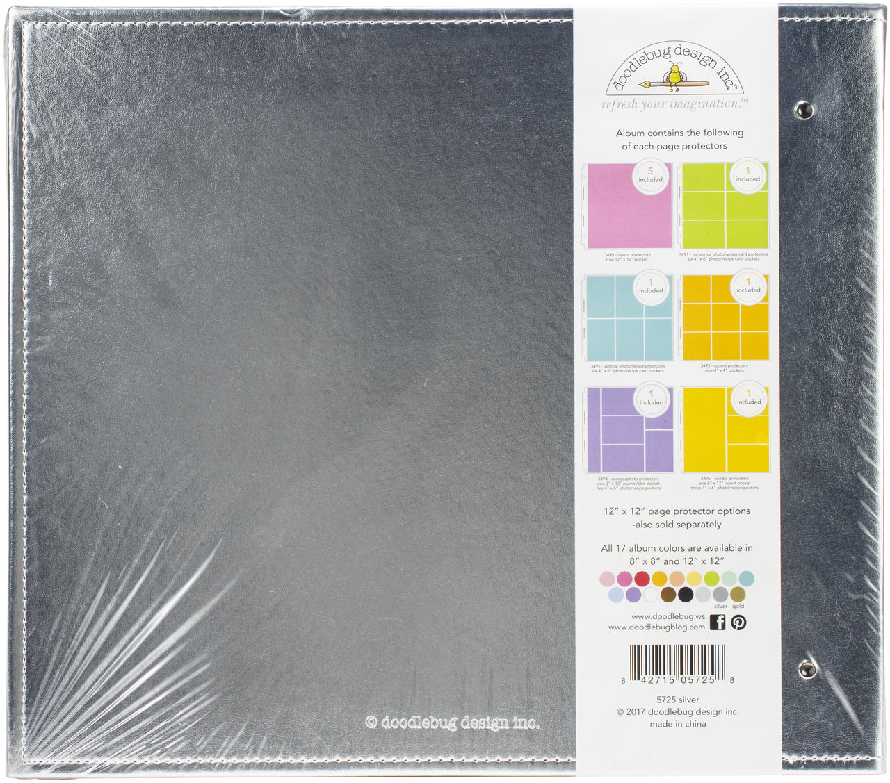 Doodlebug Storybook D-Ring Album 12"X12" - Silver