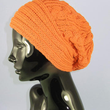 Rib Band Cable Slouch Hat