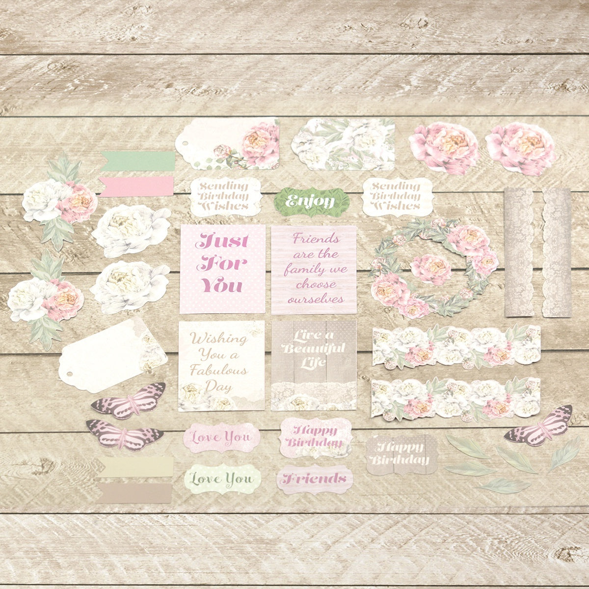 Artdeco Creations Couture Creations Ephemera - Peaceful Peonies, 39/Pkg