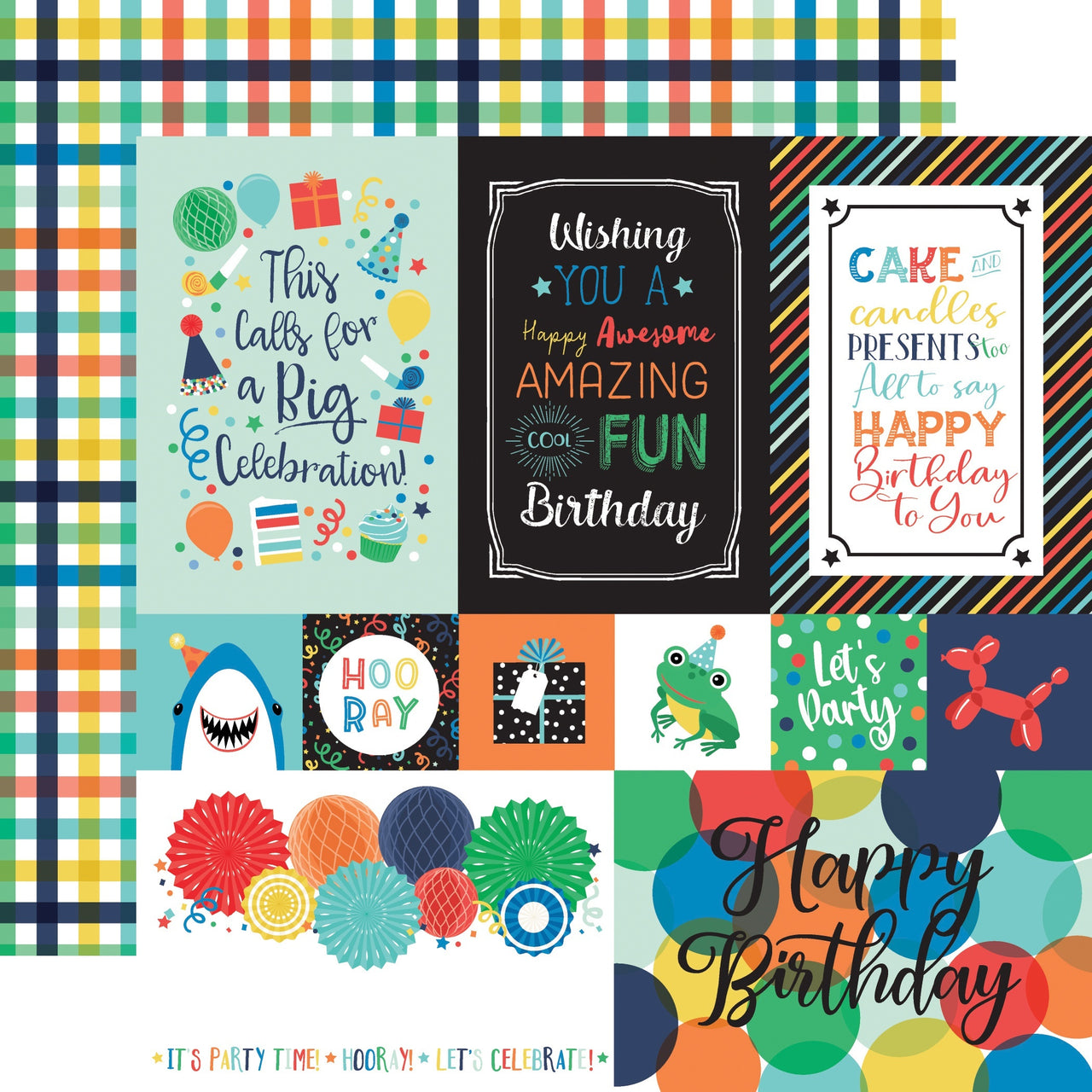 Echo Park Paper It's Your Birthday Boy Double-Sided Cardstock 12"X12" 25/Pkg - Multi Journaling Cards