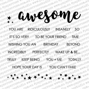 Paper Rose Clear Stamps 4"X4" - Awesome Words