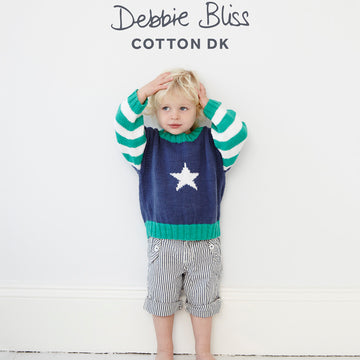 "Star Jumper" - Jumper Knitting Pattern in Debbie Bliss Cotton DK