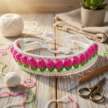 Tulip Flowers Crochet Headband Pattern | PDF + Video Tutorial