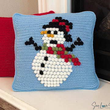 Snowman Bobble Stitch Pillow