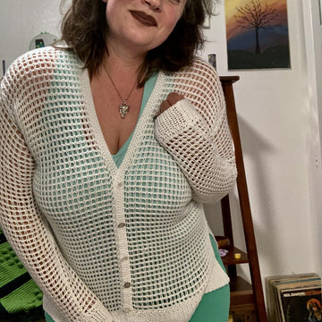 Tunisian Mesh Faux Cardigan