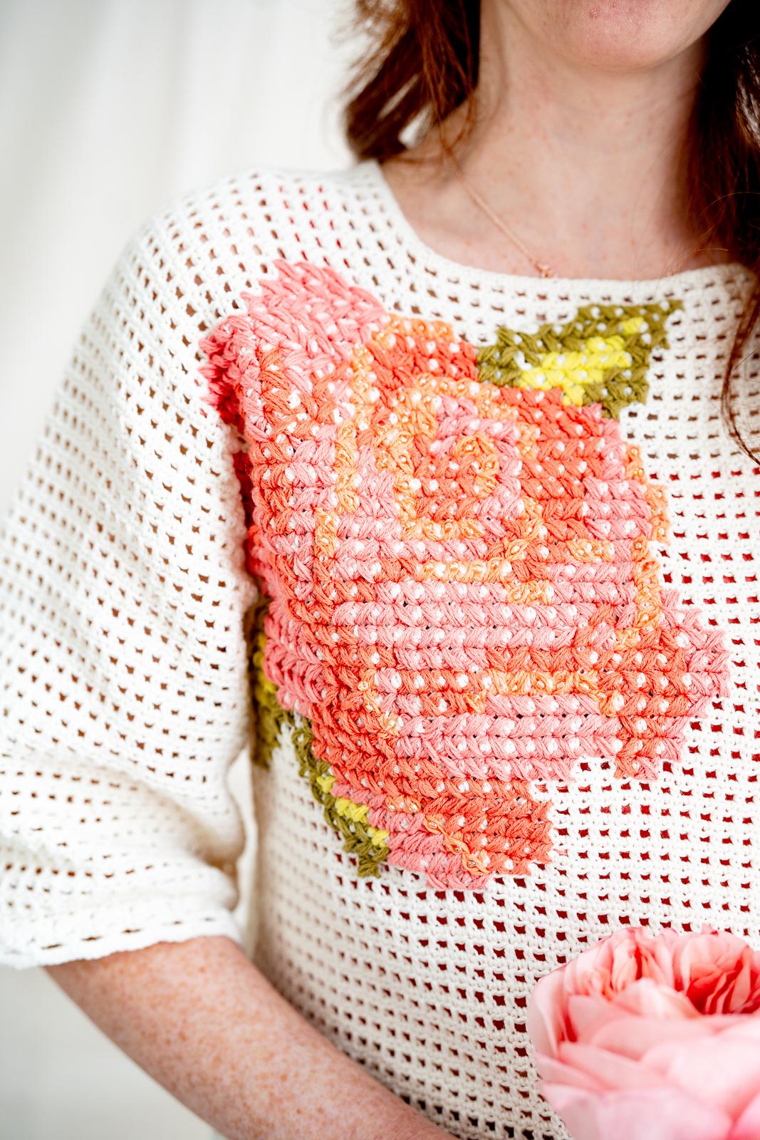 Summer Roses Cross Stitch Top