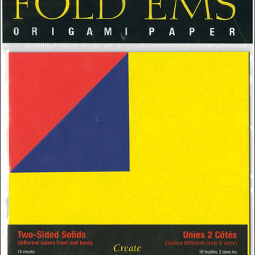 Yasutomo Fold 'Ems Origami 2-Sided Paper 5.875" 18/Pkg - Solids, 9 Colors/2 Each.