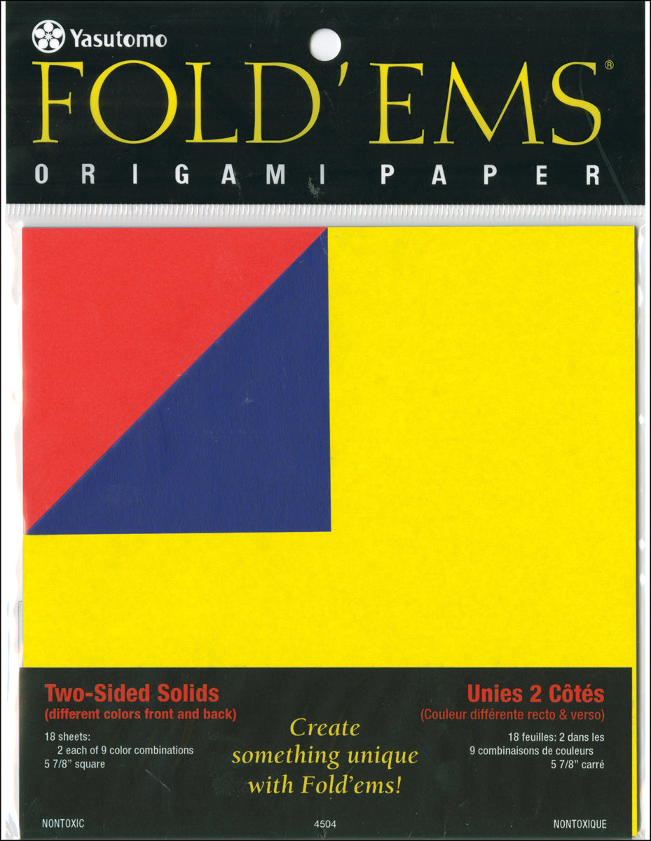 Yasutomo Fold 'Ems Origami 2-Sided Paper 5.875" 18/Pkg - Solids, 9 Colors/2 Each.