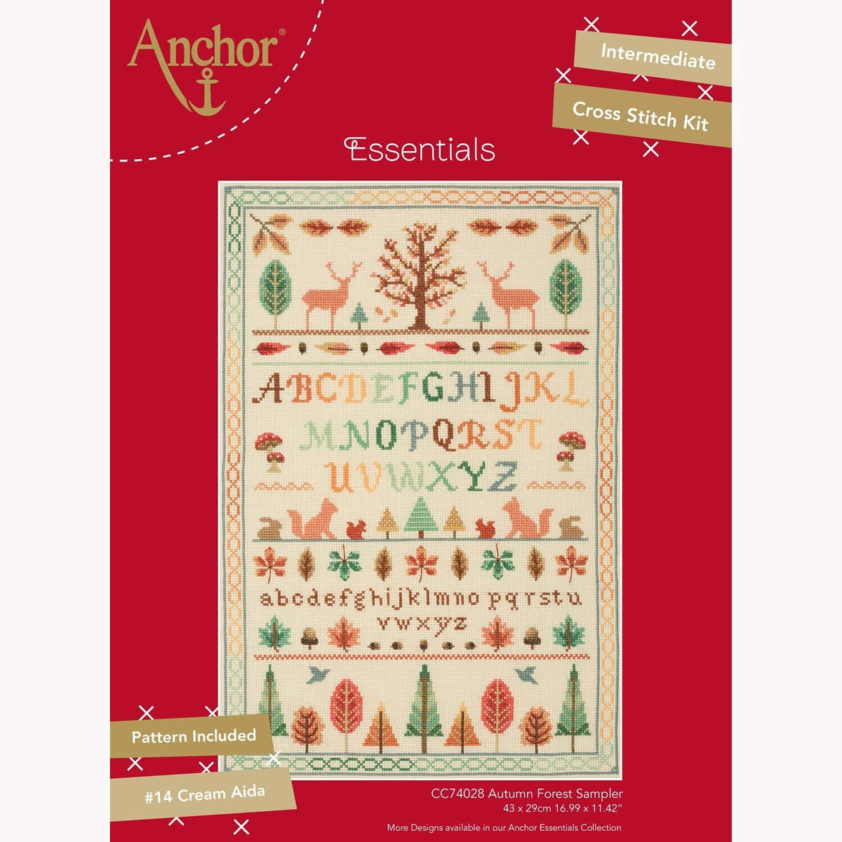 Anchor Autumn Forest Sampler Cross Stitch Kit - 43 x 29 cm