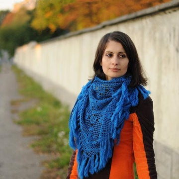 Felicia crochet shawl with fringe