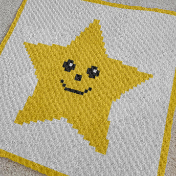 C2C Yellow Funny Star Blanket 3 yarn options included Crochet Pattern