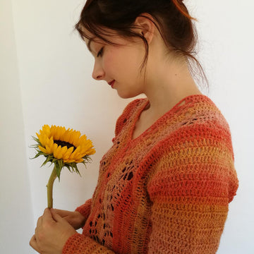 Lace checkered sweater