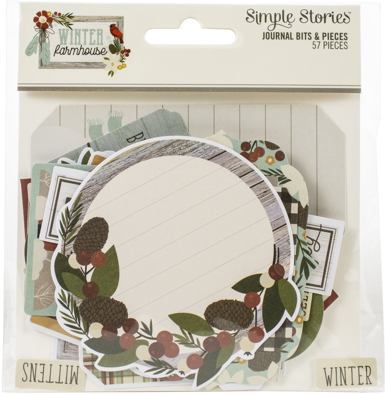 Simple Stories Winter Farmhouse Bits & Pieces Die-Cuts 57/Pkg - Journal