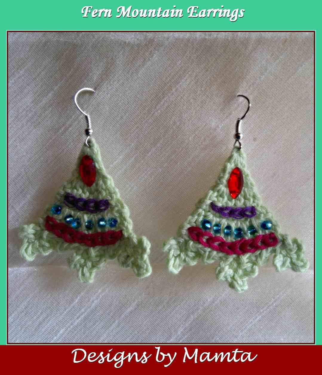 Fern Mountain Crochet Triangle Earrings Pattern Unique Jewelry