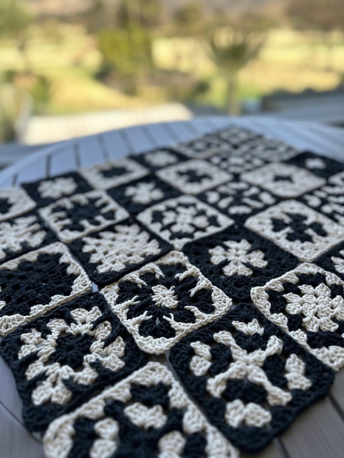 Ebony and Ivory Granny Square