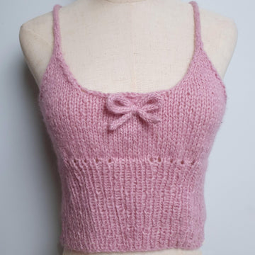 Knitted Cami Vest Top with Bow