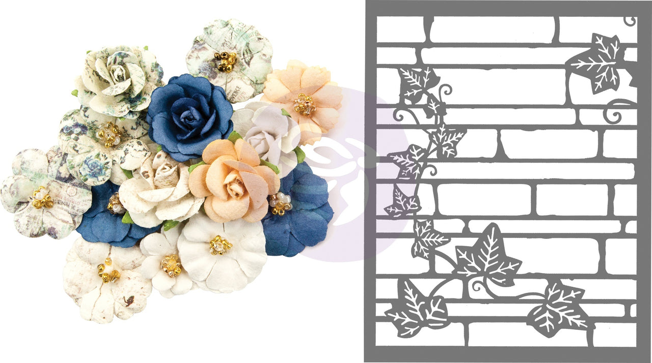 Prima Marketing Mulberry Paper Flowers - Wilcox/Georgia Blues, 15/Pkg